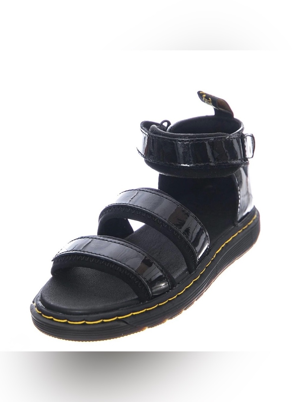 Dr. Martens Big Kids 4 Marabel Black Patent Strap Sandals
